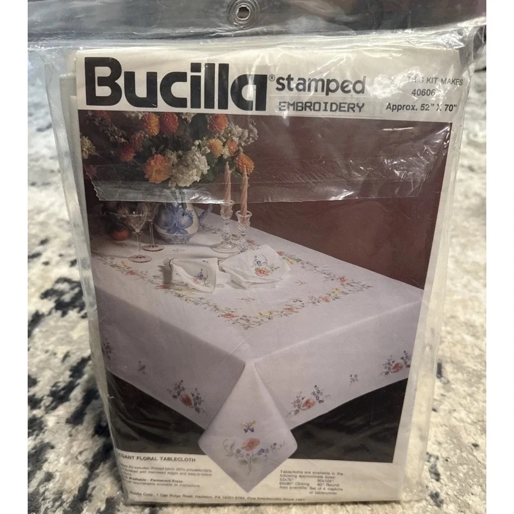Bucilla Floral White Stamped Embroidery 52